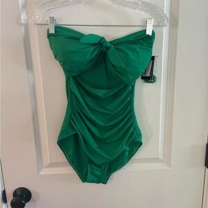 Kate Spade Forest Glen Green Strapless Swimsuit S8C242A Small